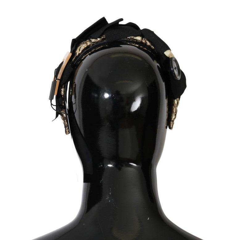 Dolce & Gabbana Crystal-Embellished Gold Brown Diadem Headband