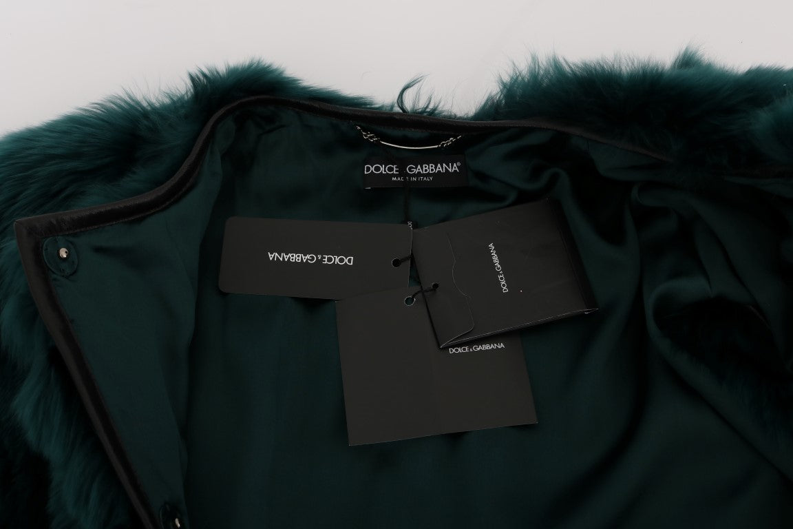Dolce & Gabbana Green Alpaca Fur Vest Sleeveless Jacket