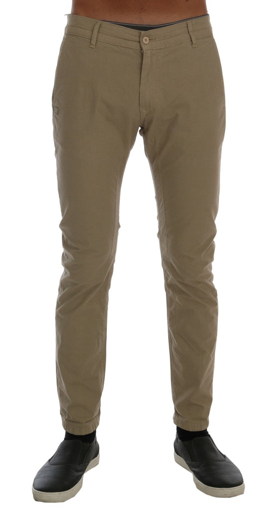 Daniele Alessandrini Beige Slim Fit Chinos for Sophisticated Style
