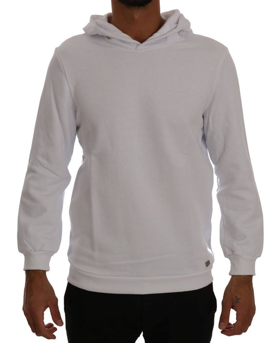 Daniele Alessandrini Elegant White Cotton Hooded Sweater
