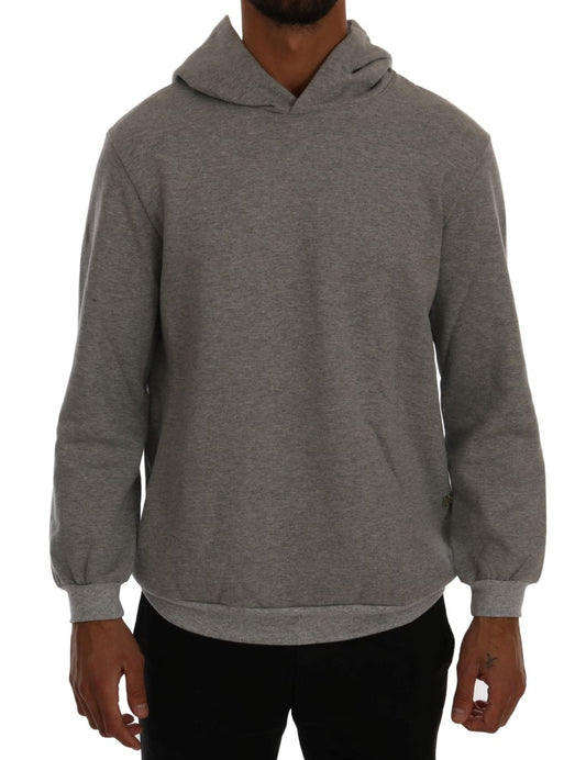 Daniele Alessandrini Sophisticated Gray Cotton Hooded Sweater