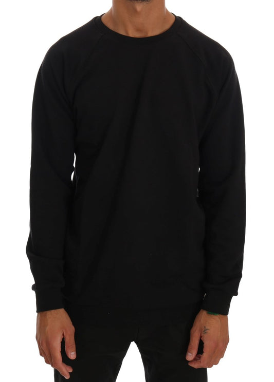Daniele Alessandrini Elegant Black Cotton Crewneck Sweater