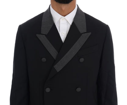 Dolce & Gabbana Black Wool Stretch 3 Piece Two Button Suit