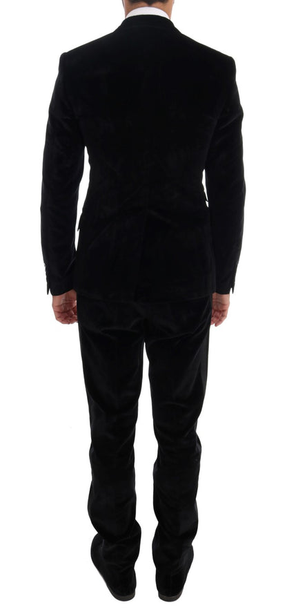 Dolce & Gabbana Black Velvet Slim Double Breasted Suit