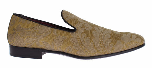 Dolce & Gabbana Golden Baroque Silk Dress Loafers