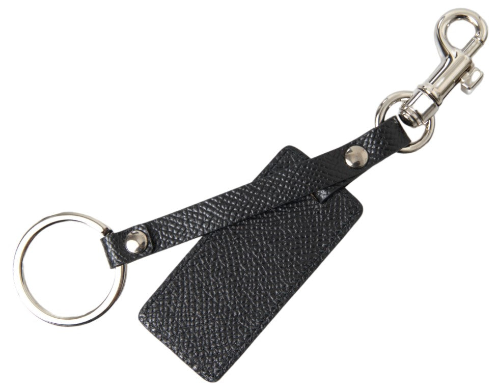 Dolce & Gabbana Elegant Black Leather Keyring Accessory