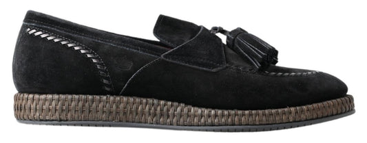 Dolce & Gabbana Elegant Black Suede Espadrilles Sneakers