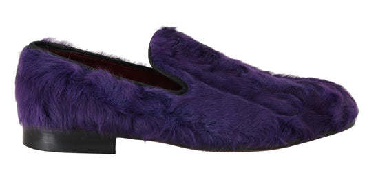 Dolce & Gabbana Plush Purple Sheep Fur Loafers