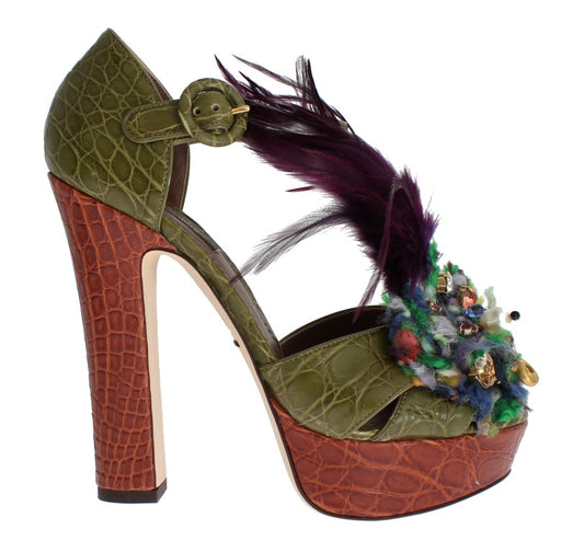 Dolce & Gabbana Multicolor Crystal Platform Sandals