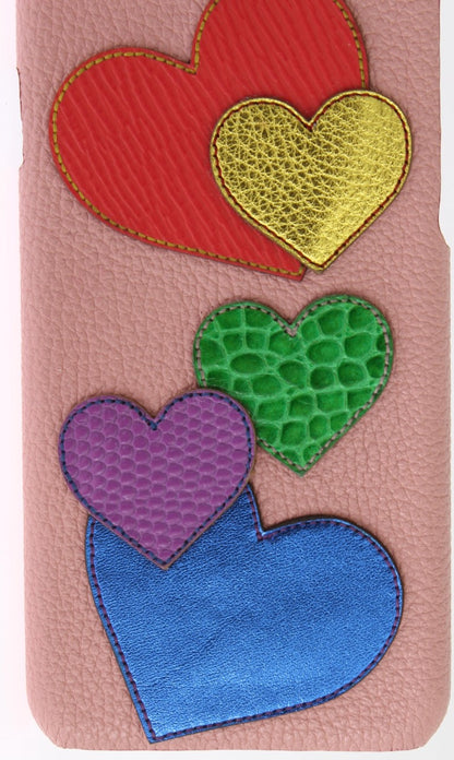 Dolce & Gabbana Chic Pink Leather Heart-Embellished Phone Cover