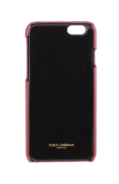 Dolce & Gabbana Pink Leather Heart Crystal Phone Case