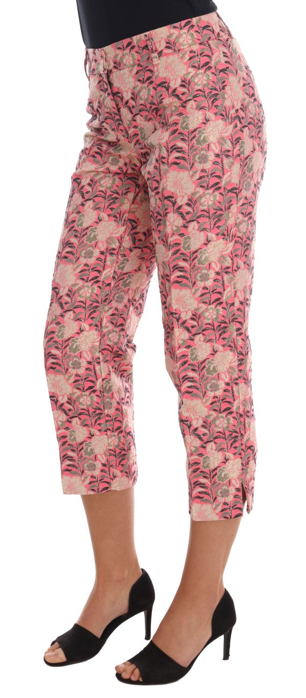Dolce & Gabbana Pink Floral Brocade Capri Pants