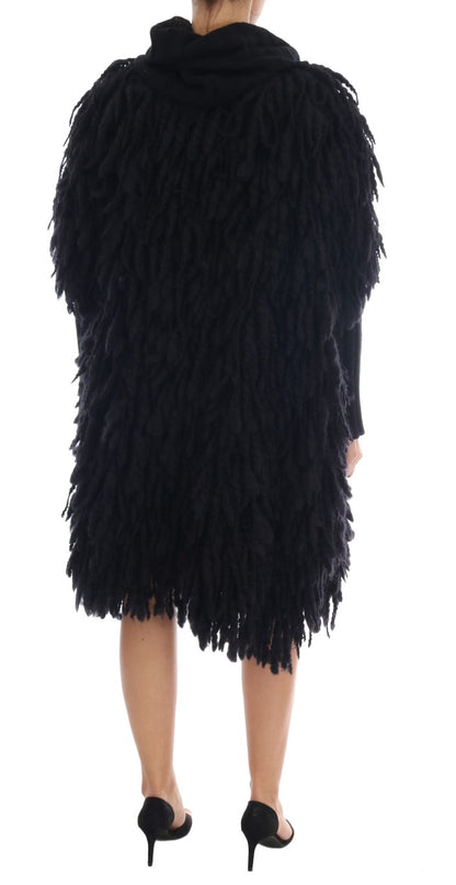 Dolce & Gabbana Black Fringes Wool Pullover Sweater
