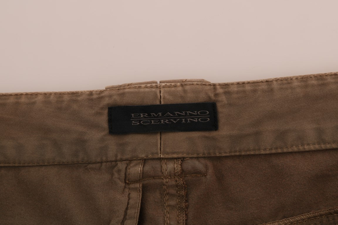 Ermanno Scervino Brown Cotton Casual Slim Fit Pants