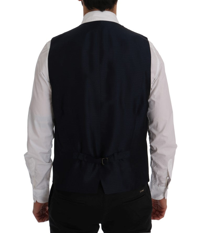 Dolce & Gabbana Blue STAFF Wool Stretch Vest