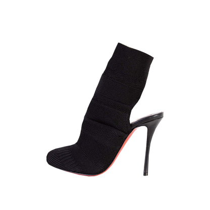 Christian Louboutin Noemi 100 Black Tricot Ankle Boot