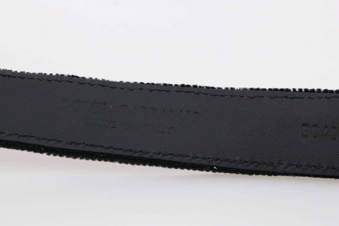 Dolce & Gabbana Black Cotton Royal Bee Embroidery Belt