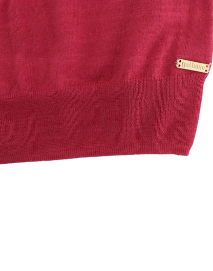 John Galliano Elegant Pink Sleeveless Wool Knit Top