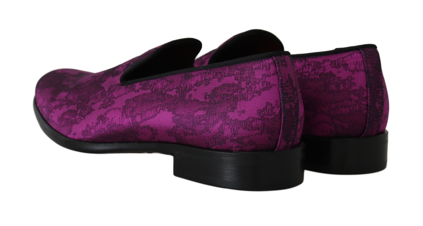 Dolce & Gabbana Elegant Silk-Wool Blend Loafers in Purple