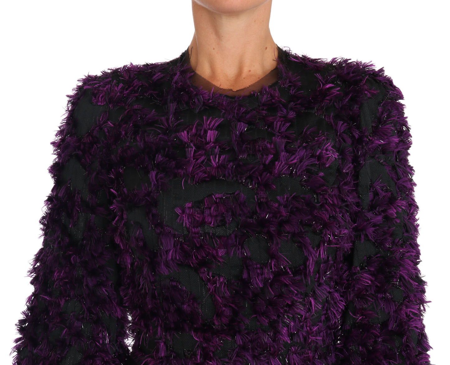Dolce & Gabbana Purple Fringe Midi Sheath Dress