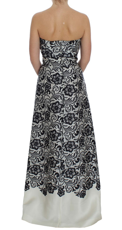 Dolce & Gabbana Elegant Silk Lace Corset Maxi Dress