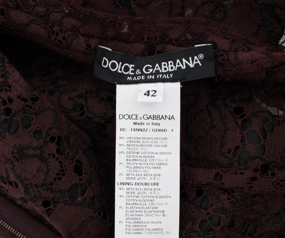 Dolce & Gabbana Purple Floral Lace Ricamo Maxi Dress