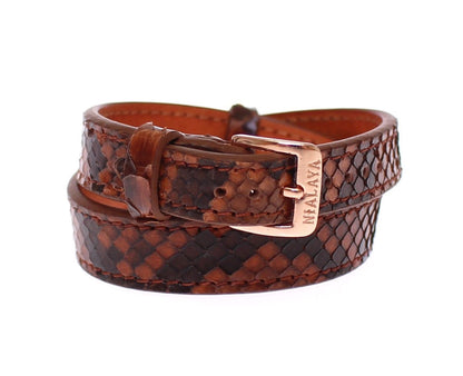 Nialaya Chic Snakeskin Leather & Gold Cuff Bracelet