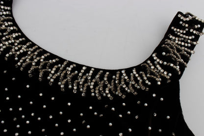 Dolce & Gabbana Elegant Brown Velvet Crystal Gown