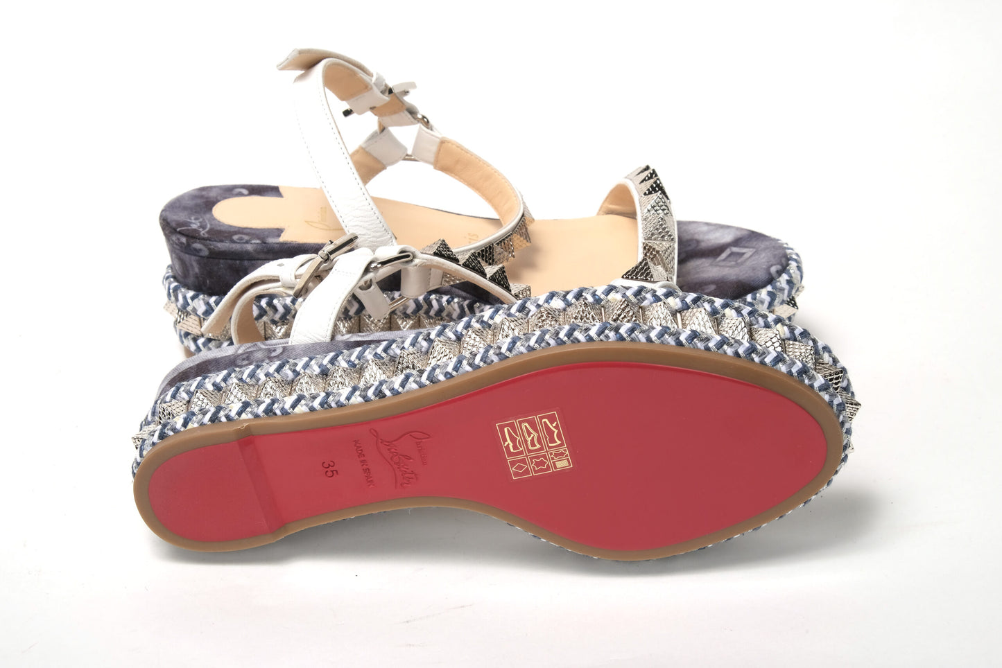 Christian Louboutin multicolor Multi Print And Stud Embellished Platform Sandal