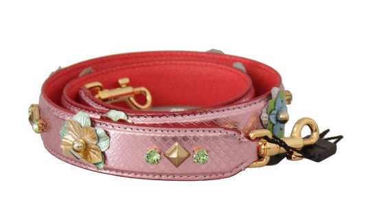 Dolce & Gabbana Elegant Metallic Pink Leather Shoulder Strap