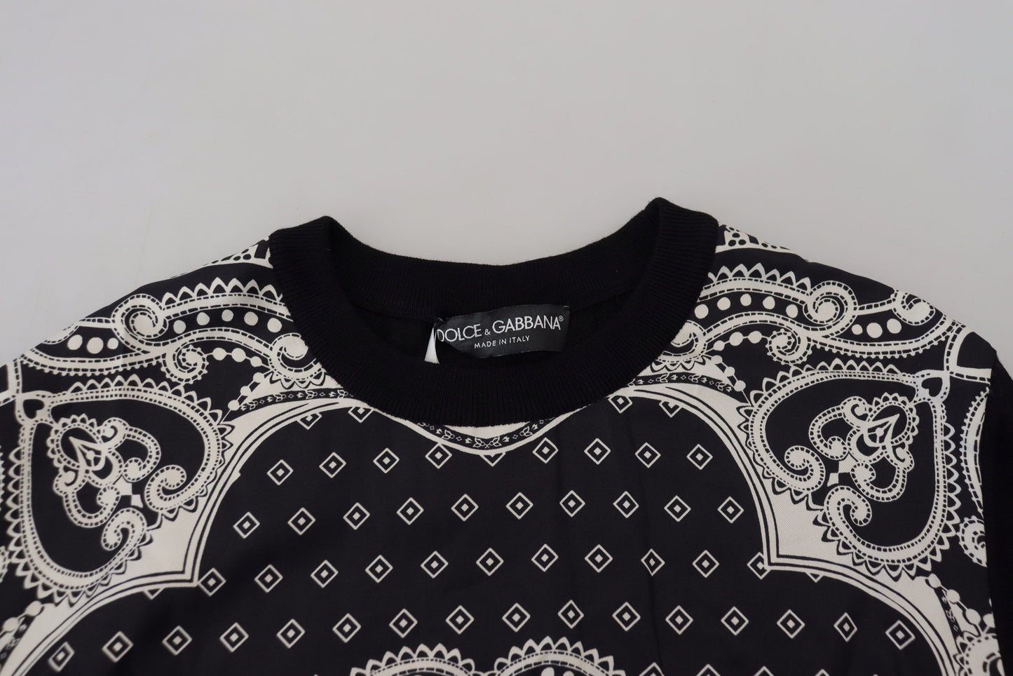 Dolce & Gabbana Black Bandana Crewneck Pullover Sweater