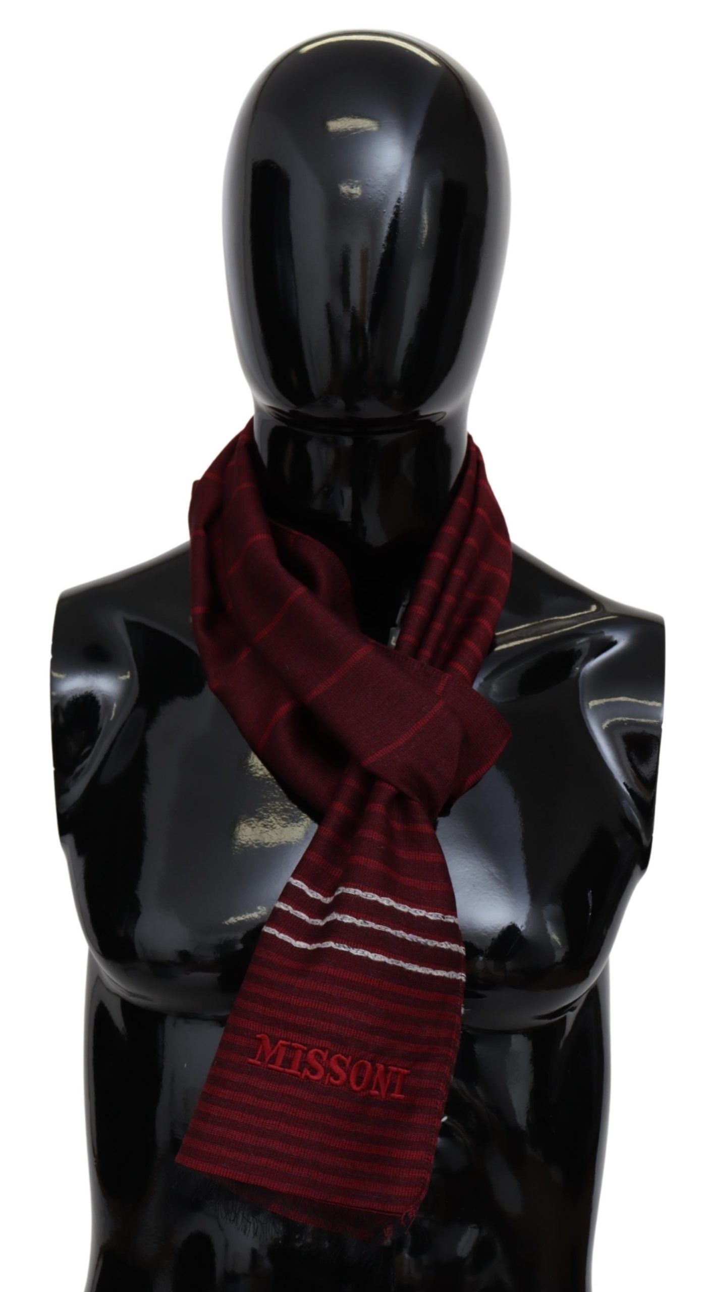 Missoni Red Striped Wool Blend Unisex Neck Wrap Red