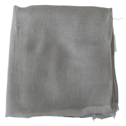 Costume National Gray Fringe Neck Wrap Cotton Scarf