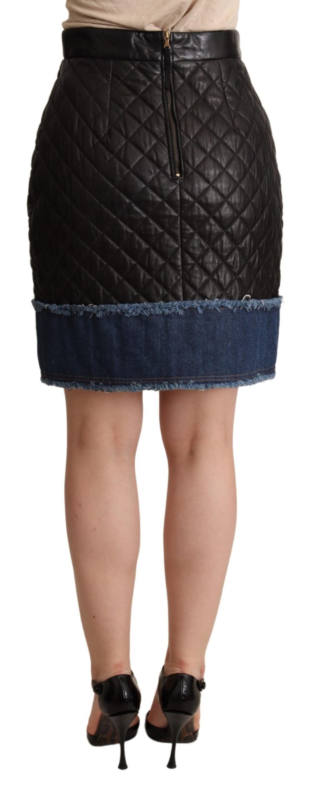 Dolce & Gabbana Black Quilted Leather Mini Skirts