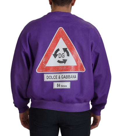 Dolce & Gabbana Purple Wash Logo Cotton Crewneck Sweatshirt Sweater