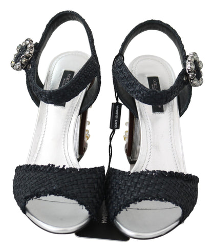 Dolce & Gabbana Elegant Black Ankle Strap Sandals with LED Lights