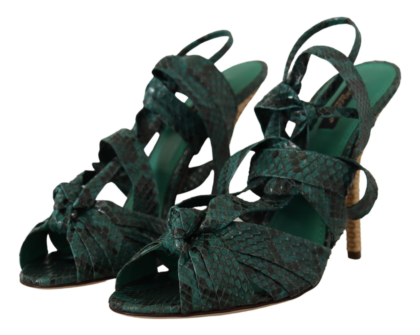 Dolce & Gabbana Elegant Green Python Strappy Heels