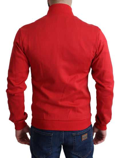 Dolce & Gabbana Chic Red Turtle Neck Zip Cardigan Sweater