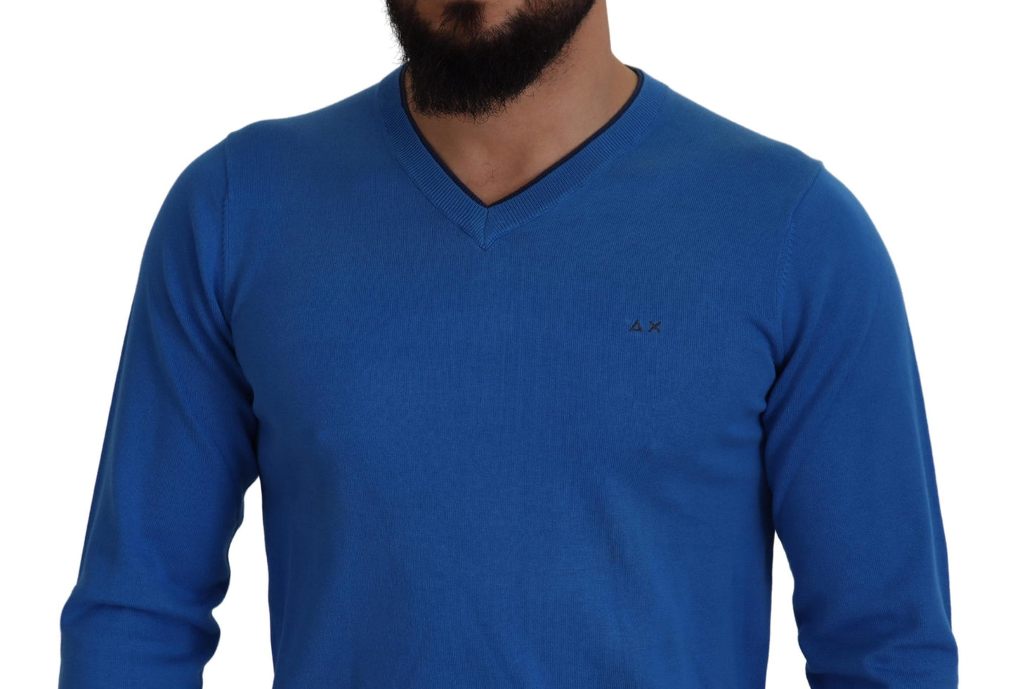 Sun68 Chic Blue Cotton Pullover Sweater