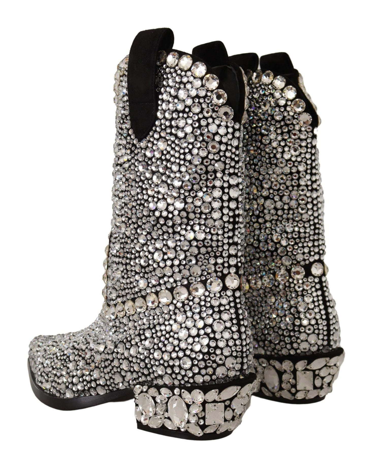 حذاء دولتشي آند غابانا من جلد الغزال الأسود مزين بالكريستال
