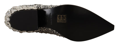 حذاء دولتشي آند غابانا من جلد الغزال الأسود مزين بالكريستال