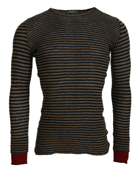 Daniele Alessandrini Chic Black and Brown Crewneck Pullover Sweater