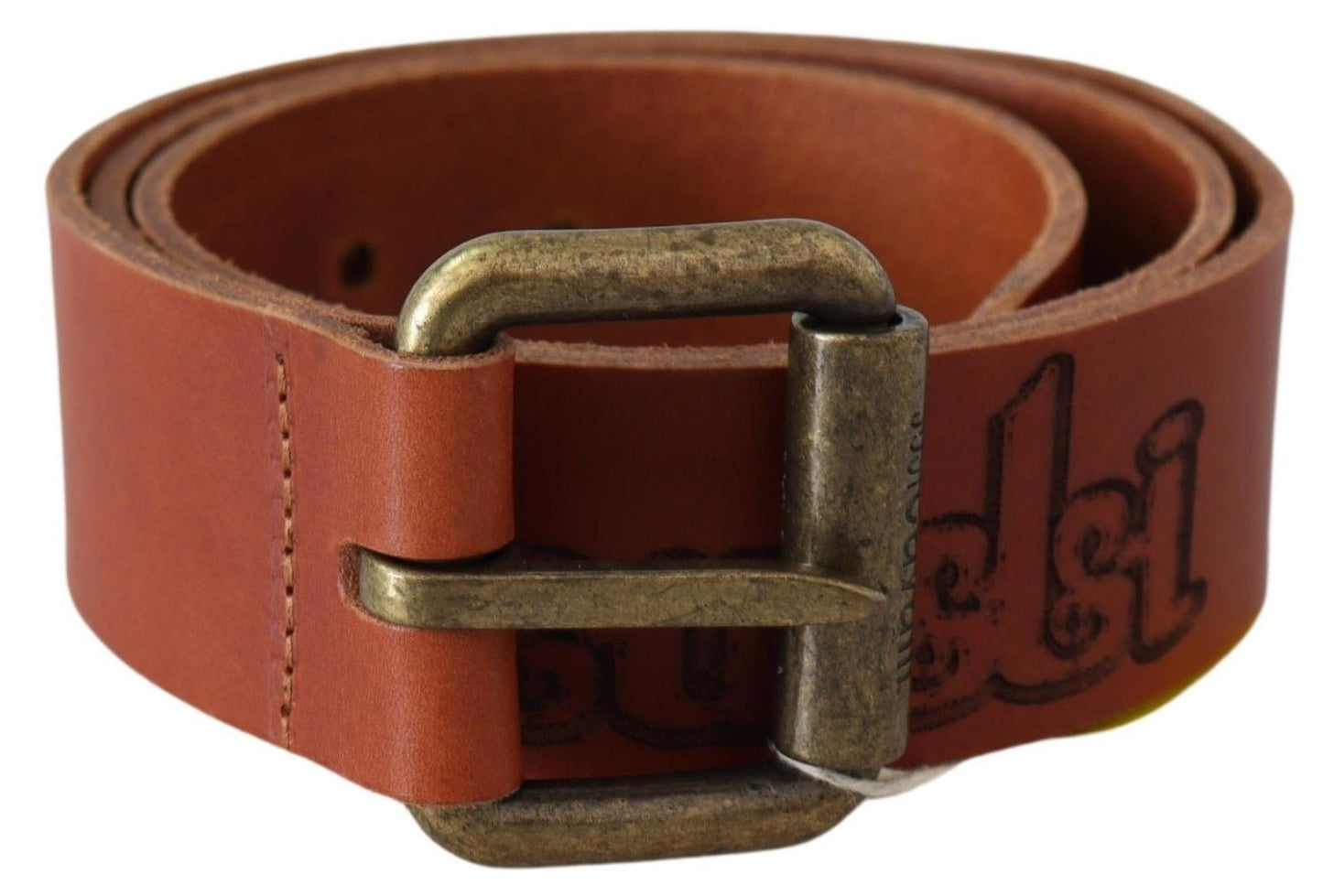 Just Cavalli Chic Brown Leather Logo Waist Belt
