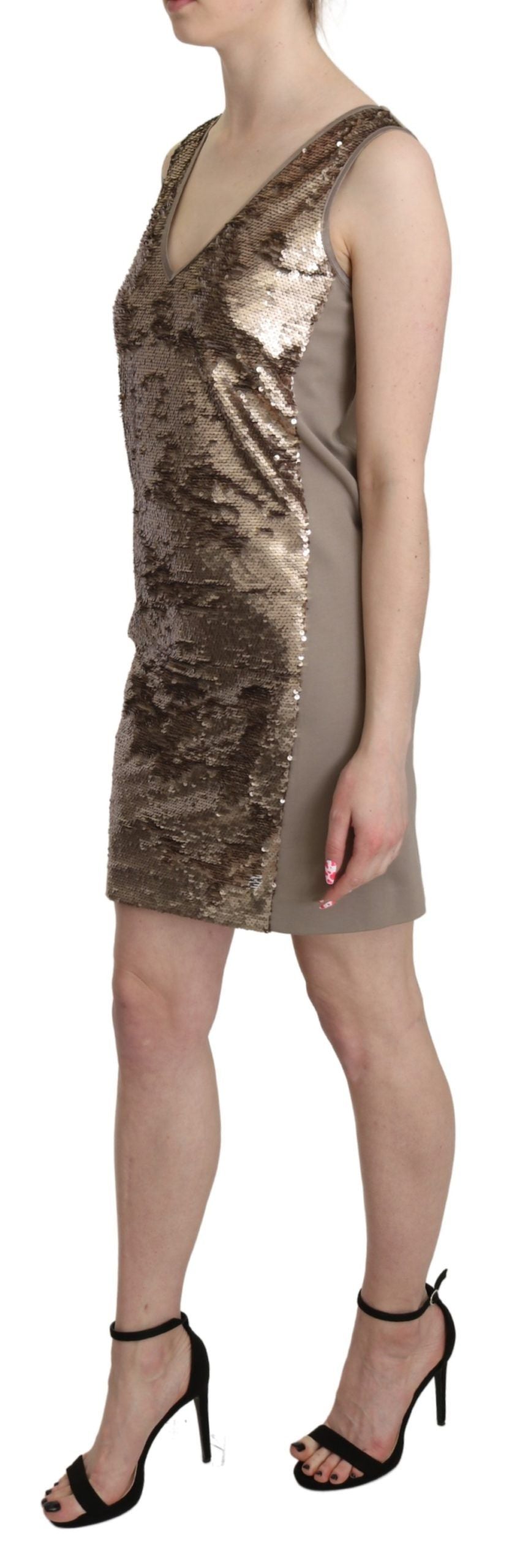 فستان قصير مزين بالترتر بدون أكمام ورقبة على شكل حرف V من Liu Jo