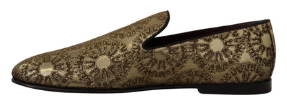 Dolce & Gabbana Gold Tone Loafers Slides Dress Shoes