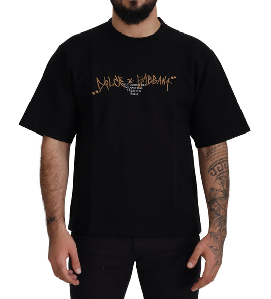 Dolce & Gabbana Elegant Black Cotton Blend Crewneck T-Shirt