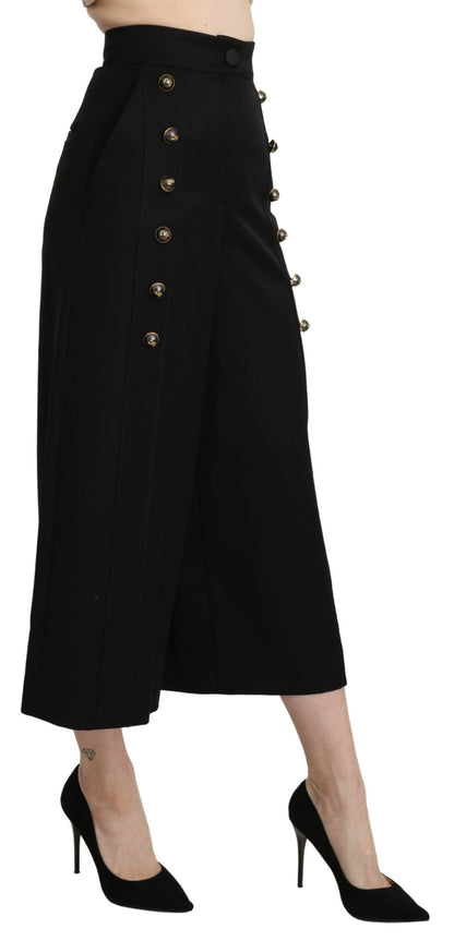 Dolce & Gabbana Elegant High Waist Wide Leg Virgin Wool Trousers