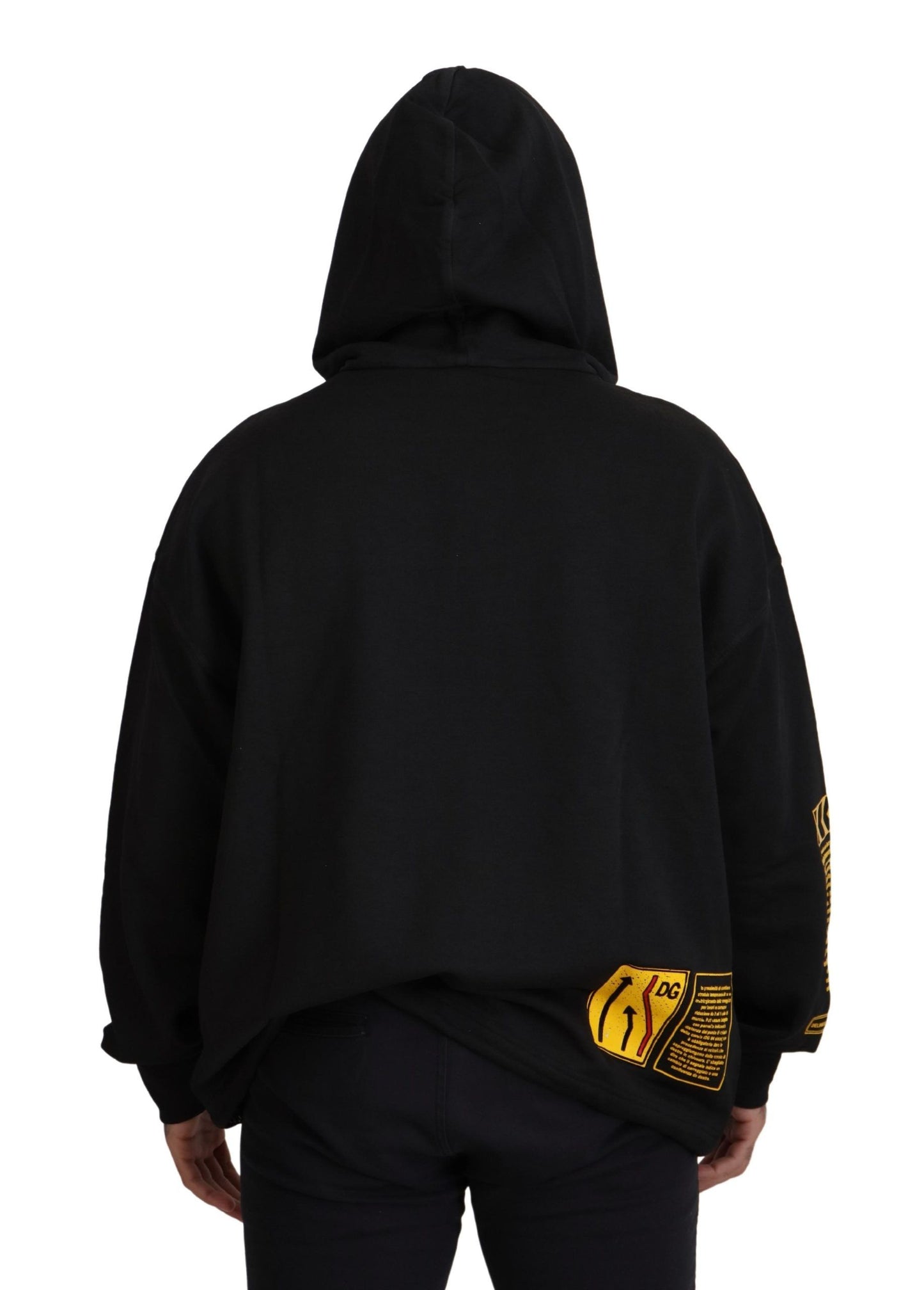 Dolce & Gabbana Black Cotton Hooded DG Shield Pullover Sweater