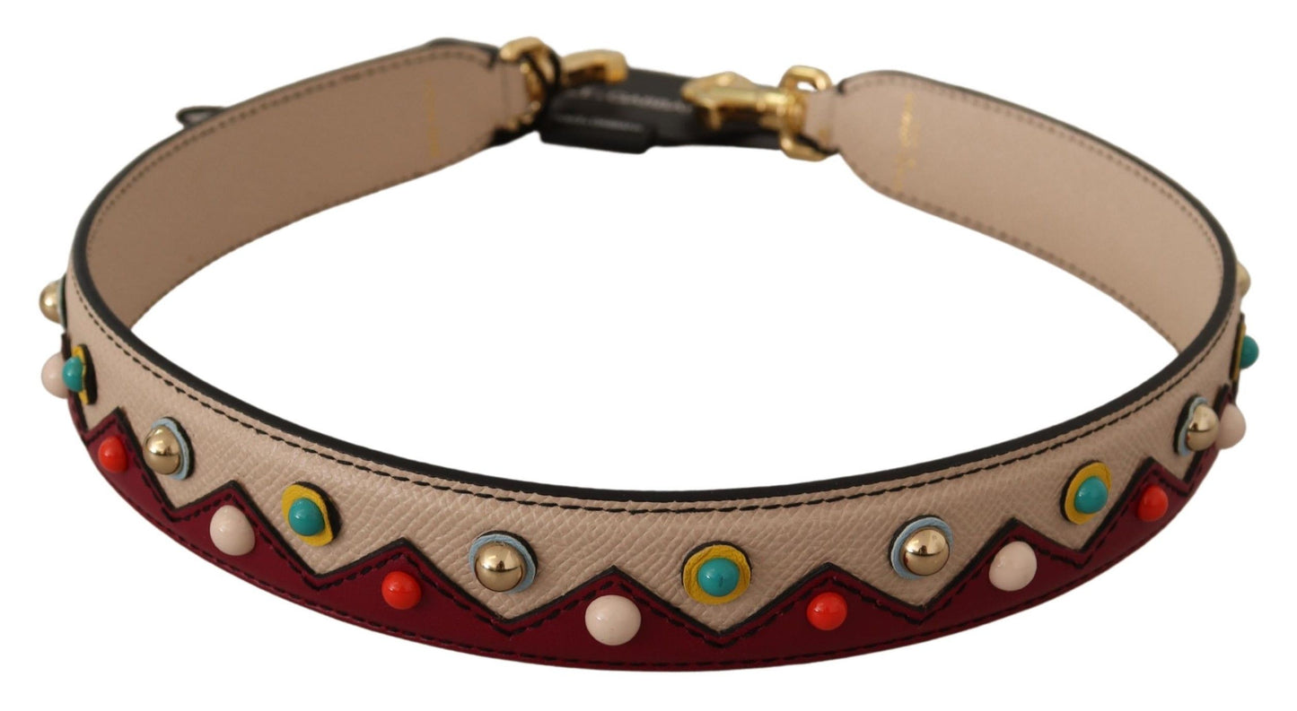 Dolce & Gabbana Beige Red Handbag Accessory Leather Shoulder Strap