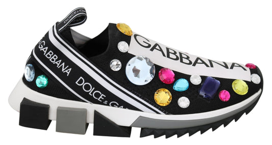 Dolce & Gabbana Black Crystal-Embellished Low Top Sneakers